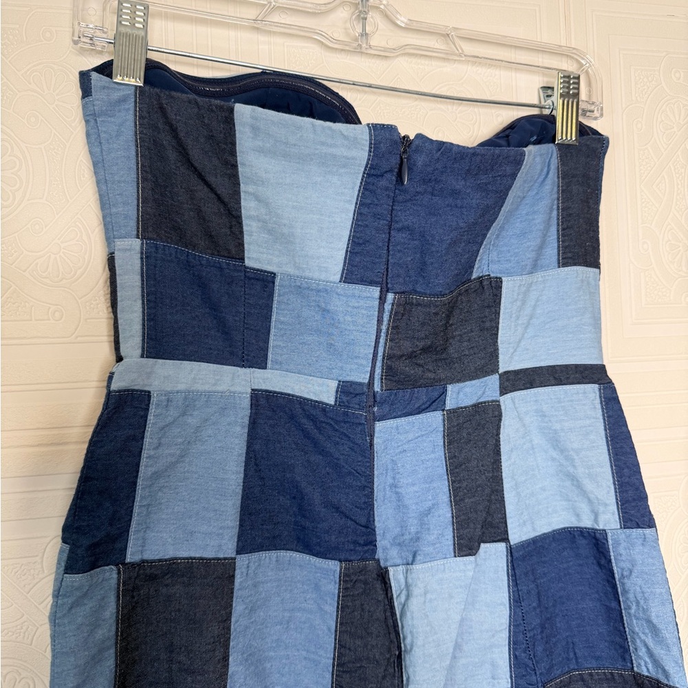 Amanda Uprichard Patchwork Strapless Denim Dress Small - Picture 9 of 11